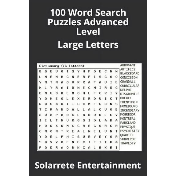 100 Word Search Puzzles Advanced Level: Large Letters
