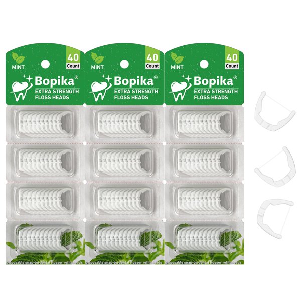 Cabezales de repuesto para hilo dental Bopika sabor menta, 120 unidades, paquete de 3