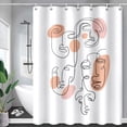 thumbnail image 3 of Cortina de baño Wosthever con 12 ganchos estampado abstracto impermeable 150*180 CM, 3 of 6