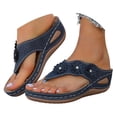 thumbnail image 3 of RotHome Womens Wedge Sandals Platform Flip Flops Comfortable Orthopedic Jelly Summer Dressy Thong Sandals Non Slip Outsole for Wedding Cruise Casual Navy, 3 of 9