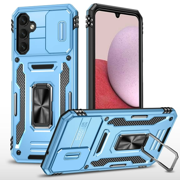 Feishell Case for Samsung Galaxy A54 5G Camera Lens Slide Protection Cover with Ring Holder Kickstand, Armor Heavy Duty Military Grade Shockproof PC Rugged Bumper for Samsung Galaxy A54 5G,
Lightblue
