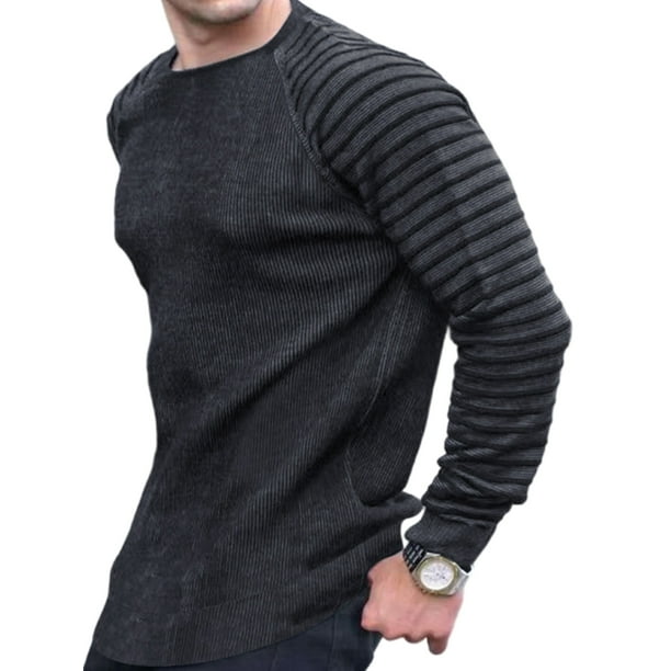 Jersey para Hombre Suéter con Cuello Redondo Jersey de Manga Larga Top Ropa de Punto Informal para Exteriores