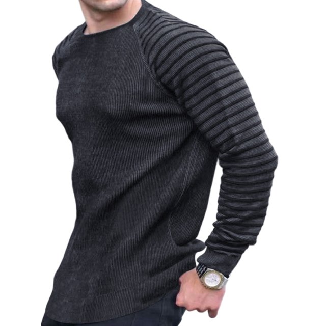 Suéter de cuello redondo para hombre Jersey ajustado Top de punto Jersey de fiesta Prendas de punto de manga larga