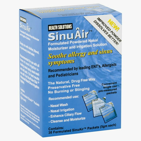 Health Solutions SinuAir Formulated Powdered Nasal Moisturizer and Irrigation Solution, 5 mg, 30 (Best Sinus Irrigation Machine)