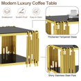 thumbnail image 3 of End Tables for Living Room Set of 3, Holaki Modern Rectangle Tempered Glass Coffee Table with 2 Square End Table, Coffee Table Set with Stainless Steel Irregular Legs for Home Apartment Office, 3 of 7