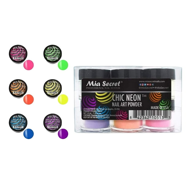 Chic Neon Collection Nail Art Acrylic Powder Set Of 6 Color Walmart Com Walmart Com