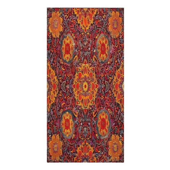 RKSupls Vibrant Mandala Red Gold Microfiber Beach Towel Absorbent Compact Towels for Swimming Pool Beach Travel Things for Vacation Essentials Adult Gift,61.4×30.3Inch