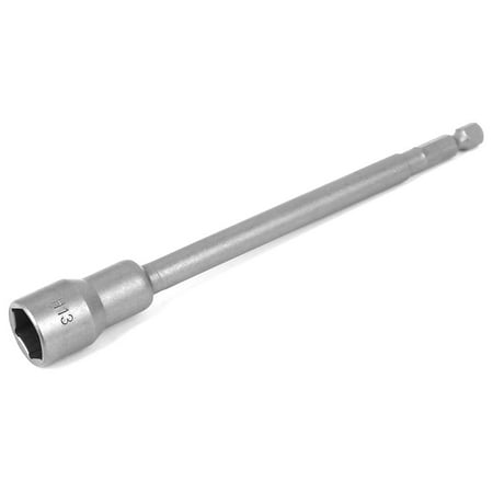 

1/4 Hex Shank 13mm Metal Socket Nut Setter Bit Gray 150mm Long