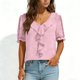 thumbnail image 2 of Camisas de Manga Corta para las Mujeres Blusa de Suéter de Cuello en V Casual para las Mujeres, Top de Estiramiento Suave para Uso Diario Y de Fiesta, 2 of 7
