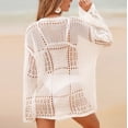 thumbnail image 7 of Maqroz Womens Boho Crochet Cover Up Dress Flare Long Sleeve Beach Swimsuit Coverups Knit Tunic Top Loose See Through Swimwear Dresses, 7 of 7