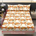 thumbnail image 4 of Garronmavis Fall Pumpkin Bow Print Twin Size Bedding Set, 3 Piece Soft Microfiber Bed Sheet Set with Deep Pocket Fitted Sheet & 2 Pillow Shams for Autumn Thanksgiving, 100cm*190cm, 4 of 7