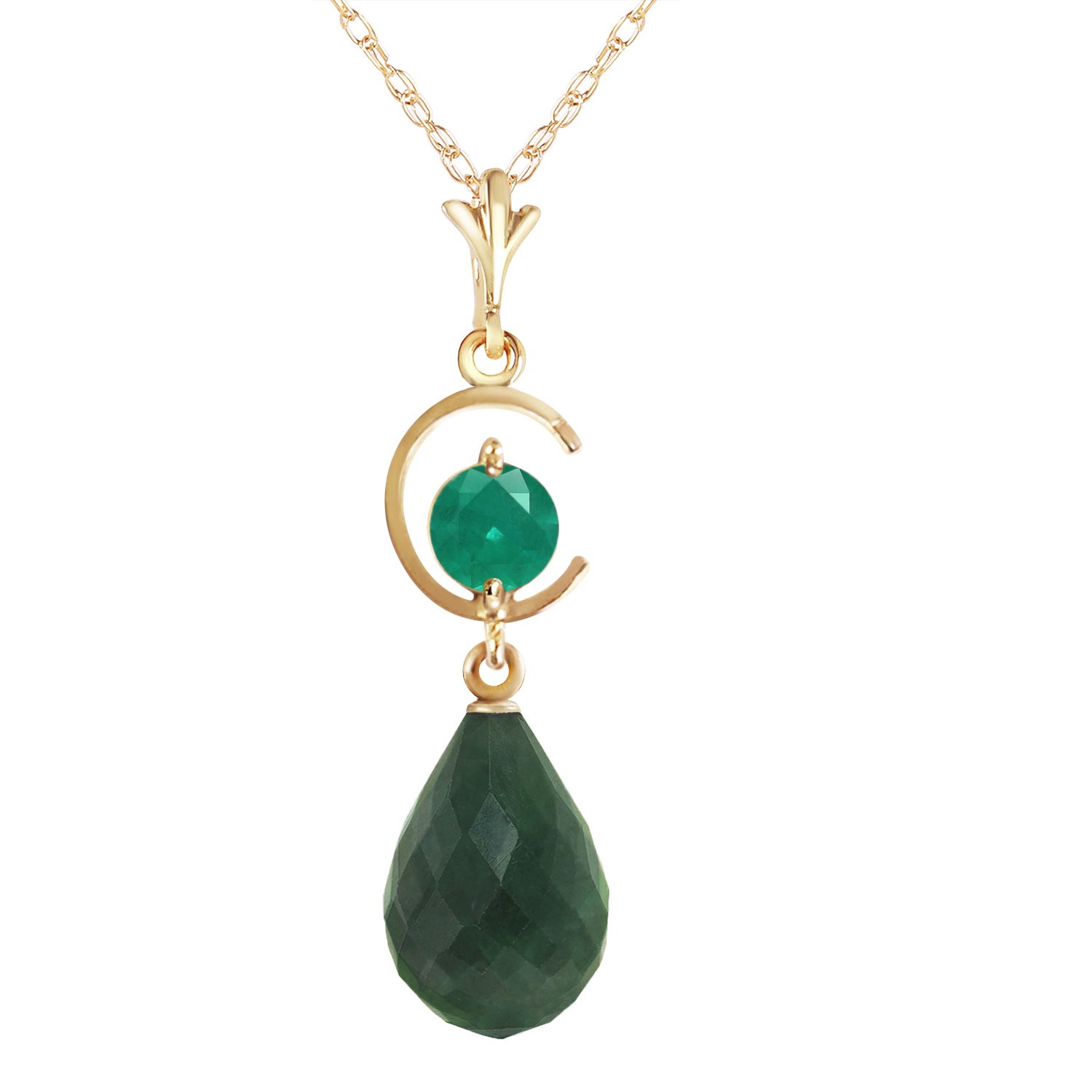 Galaxy Gold 14K Yellow Gold Emerald Pendant Necklace - May Birthstone - Abundance & Joy - 16" to 24" - Fine Jewelry for Women