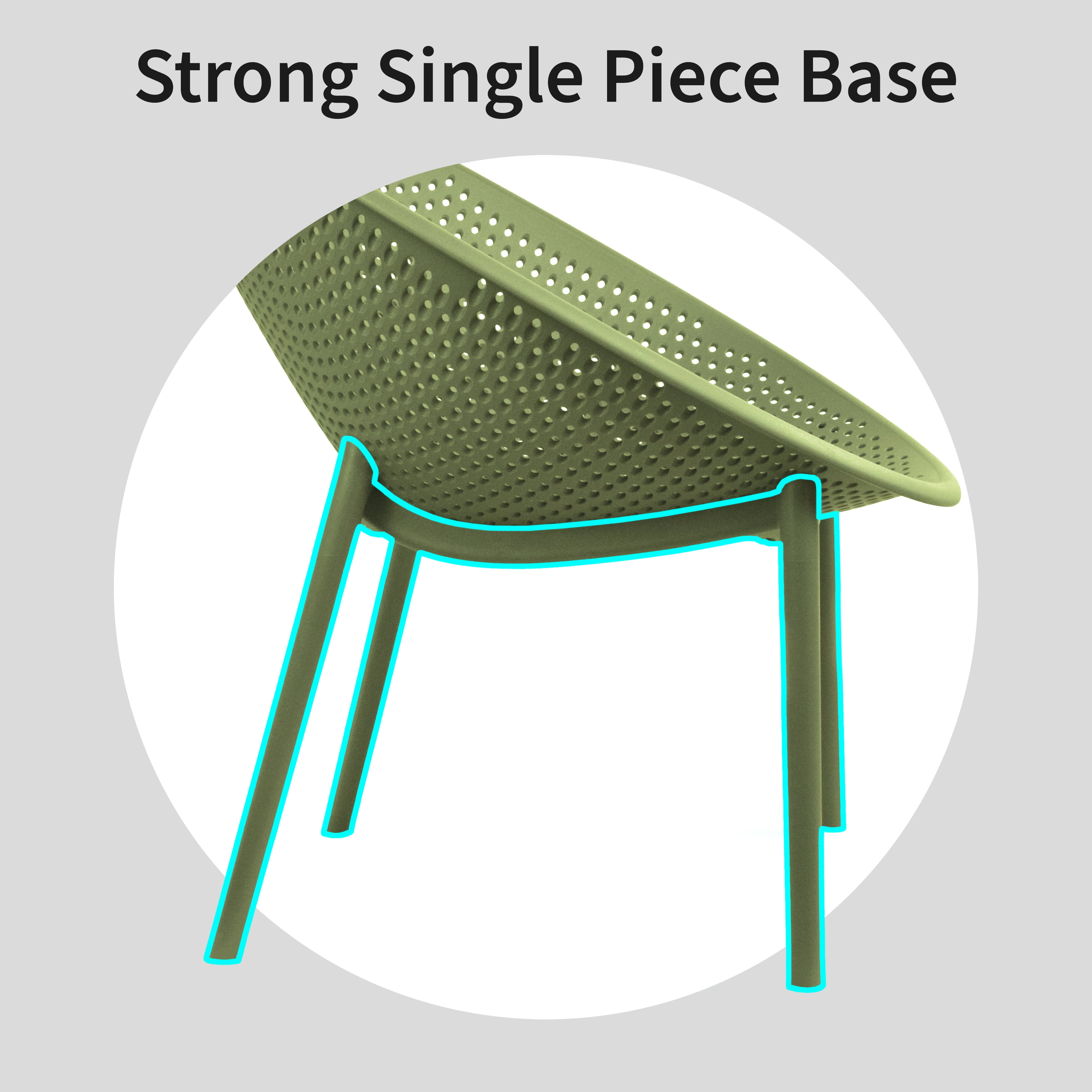 2xhome Set of 2 Modern Patio Chairs, Oval Acepulco With Dots Round Shape Contemporary Plastic Armless Dining Accent Chairs for Kitchen Living Room or Outdoor, Green