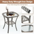 thumbnail image 5 of 3 Pieces Patio Furniture Set, Outdoor Rattan Swivel Rocker Chairs w/Coffee Table, Wicker Patio Bistro Set for Porch Poolside, Patio Conversation Sets w/Cyan Thickened Cushions, 5 of 9