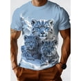 thumbnail image 3 of 3D summer new snow leopard pattern short-sleeved digital printing design T-shirt elements trendy men's casual fashion top, 3 of 6