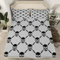 thumbnail image 2 of jejeloiu Gothic Skull Twin Sheet Sets,Spooky Skeleton Twin Fitted Sheet,Gray Black Flat Sheet For Teens,Ultra Soft Bedroom Decoration,3pcs, 2 of 7