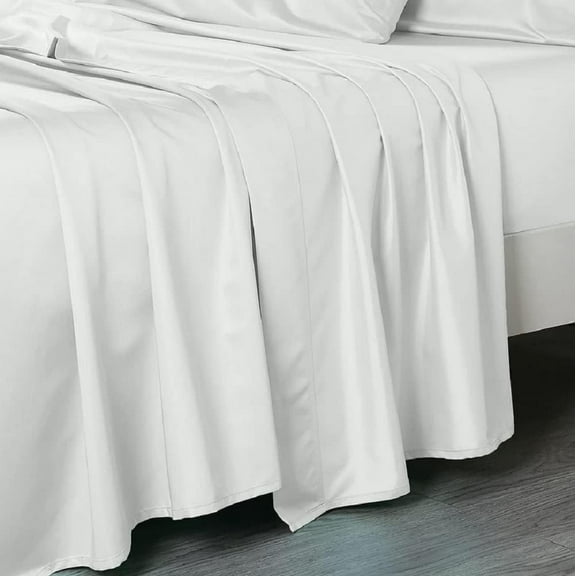 Flat Sheet Only (Oversized) 340 Thread Count Soft Cotton Sateen Bed Linens (King 120x112, White) Made in Egypt