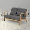 thumbnail image 2 of Leisure Chair with Solid Wood Armrest and Feet, Mid-Century Modern Accent Sofa, for Living Room Bedroom Studio, 2 seat, Dark Gray, 2 of 9