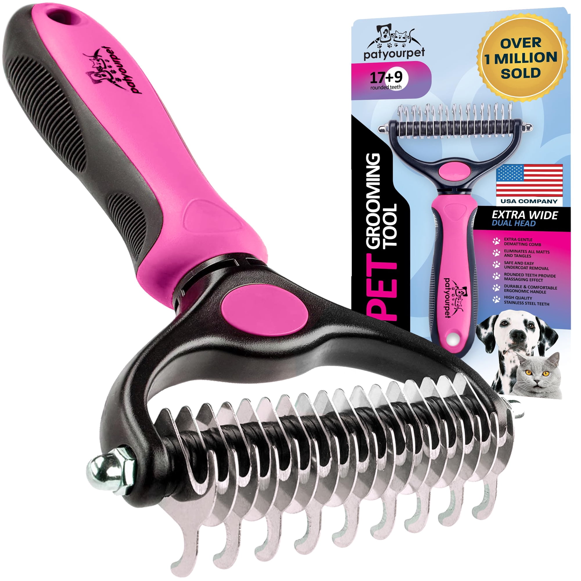 Deshedding Dog Brush For Shedding – Cat Brushes For Indoor Cats, Double-Sided Cat Brush Deshedding & Grooming Tool For Long Haired And Short Haired Dogs, Skin-Friendly