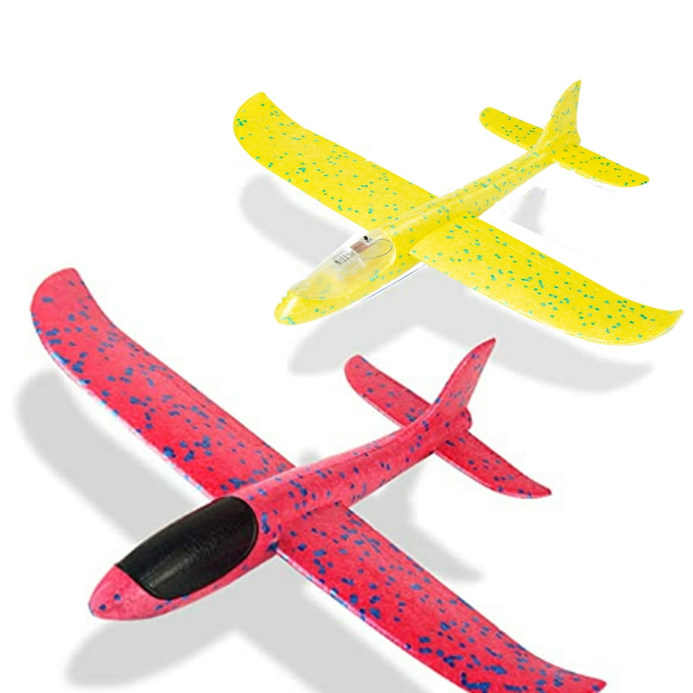 LED Foam Maneuver Plane Hand Throwing Glider Airplane Toy,2 PCS Foam