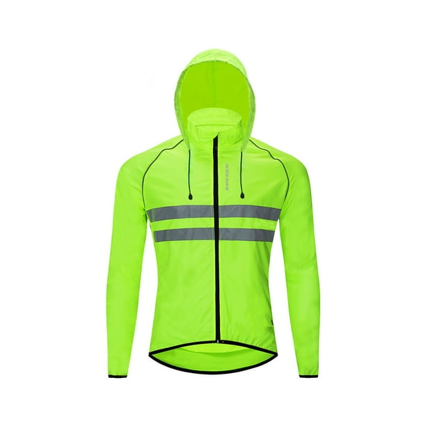 Eigraketly Chaqueta de ciclismo abrigo cortavientos con capucha chaleco reflectante a prueba de viento motocicleta manga larga hombre montar verde Type3 NO3