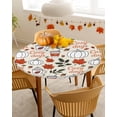 thumbnail image 4 of Round Fitted Tablecloths Thanksgiving Pumpkin Orange Maple Leaf Seamless Waterproof Table Cover for Kitchen Dining Party Sketch Plant Art,55"-60", 4 of 6