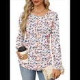 thumbnail image 3 of Blusas Plisadas de Larga Abullonada para Mujer, Cuello Redondo, Elegantes, Informales, Holgadas, para Invierno y . Floral Rosa M, 3 of 6