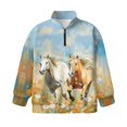 thumbnail image 4 of Uorisanigo Girls Half Zip Sweatshirt Oversized Running Horse Long Sleeve Pullover Crop Tops for Teen Girl, Soft Kids Quarter Zip Hoodies for Fall Winter Spring, Size 11-12, 4 of 7