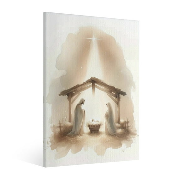 Vintage Jesus Nativity Scene Canvas Wall Art Paint , Christian Jesus Wall Art Decor,Christmas Wall Religious Artwork for Prayer Church Home Living Room,Bedroom Wall Decor Framed
