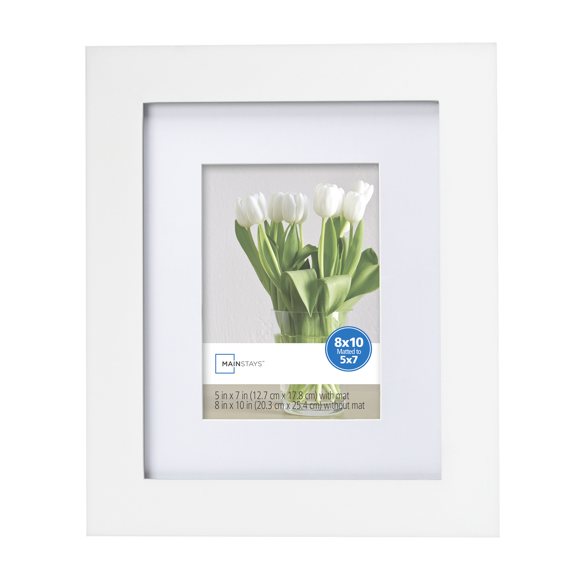 Mainstays 8x10 Matted To 5x7 Flat Wide White Picture Frame