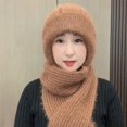 thumbnail image 2 of Diufon Winter Hooded Scarf Hat for Women Plush Knitted Thickened Warm Beanie Outdoor Windproof 2 in 1 Hats, 2 of 7