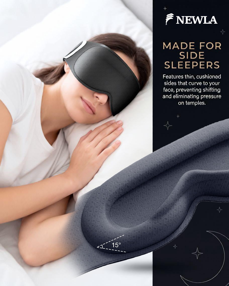 Eye Mask Sleep, Weighted Sleep Mask with Full Blackout Coverage, 3D Contoured Cups, Zero Eye Pressure Fit, Soft Breathable Fabric for Home Sleep, Airplane Travel, Yoga, for Women and Men