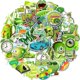 thumbnail image 1 of Creative Cartoon VSCO Green Stickers, Set of 50, Waterproof and UV Resistant, Great for All Your Gadgets, 1 of 5