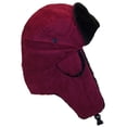 thumbnail image 2 of Best Winter Hats Adult Russian/Aviator Faux Suede Leather w/Faux Fur (One Size) - Maroon, 2 of 3
