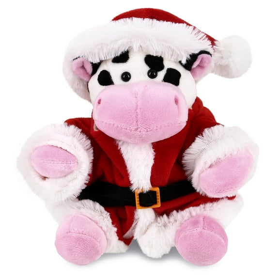 DolliBu Santa Moose Stuffed Animal Plush Toy - Super Soft Wild Animal Dress Up with Red Santa Claus Outfit, Cute Wildlife Gift, Perfect Holiday Christmas Gift - 6 Inches