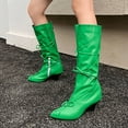 thumbnail image 4 of Dakaela Knee High Boots for Women Wedge Heel Bowknot Slouchy Tall Boot Wide Calf Dress Winter Shoes Green 7.5, 4 of 8