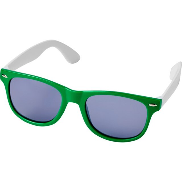 Bullet - Gafas de Sol Colores Sólidos Sun Ray para Adultos Unisex (Verde, Blanco)