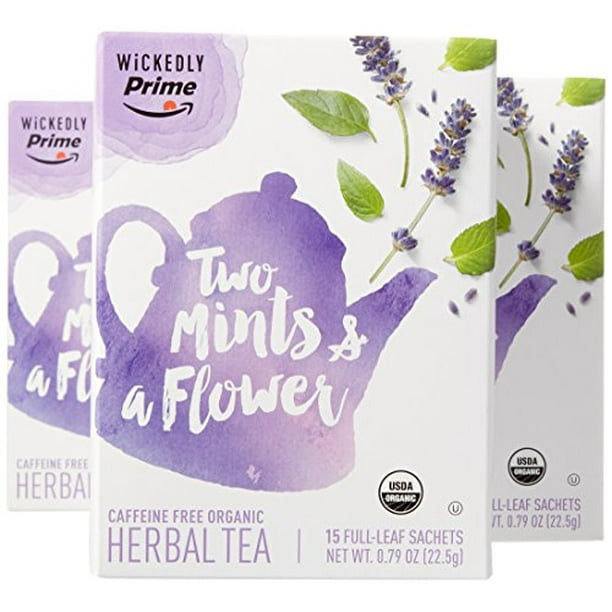 Wickedly Prime Organic Herbal Tea Two Mints A Flower 15 Count Pack Of 3 Walmart Com