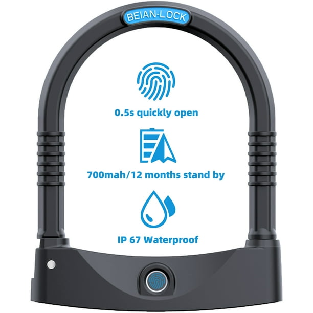 Fingerprint Bike U Lock Smart Bike Lock for AntiTheft Bike and Motorcycle Lock with USB Cable