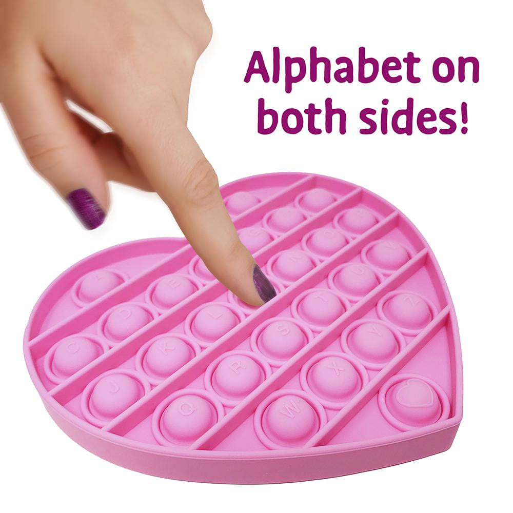 Details about   Happy Kids Pink Heart Push & Pop Fidget Toy with Alphabet Letters 