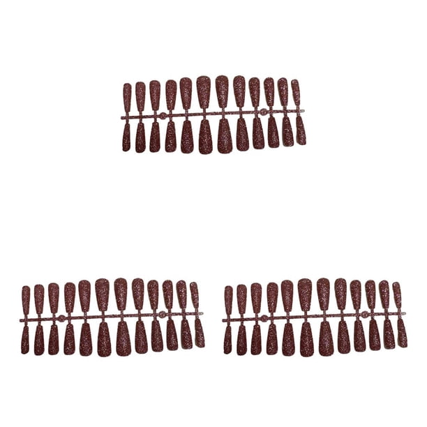 Guardurnaity 24 piezas de uñas postizas polvo brillante cubierta completa en forma de T parche para uñas puntas de uñas artificiales suministros Type1 NO1