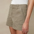 thumbnail image 5 of Women's Stretchy Twill Mid-Rise Shorts with Side Pockets - Soft Brushed Fabric, Flattering Fit Casual Shorts for Summer Walking & Errands,Bronze M, 5 of 5