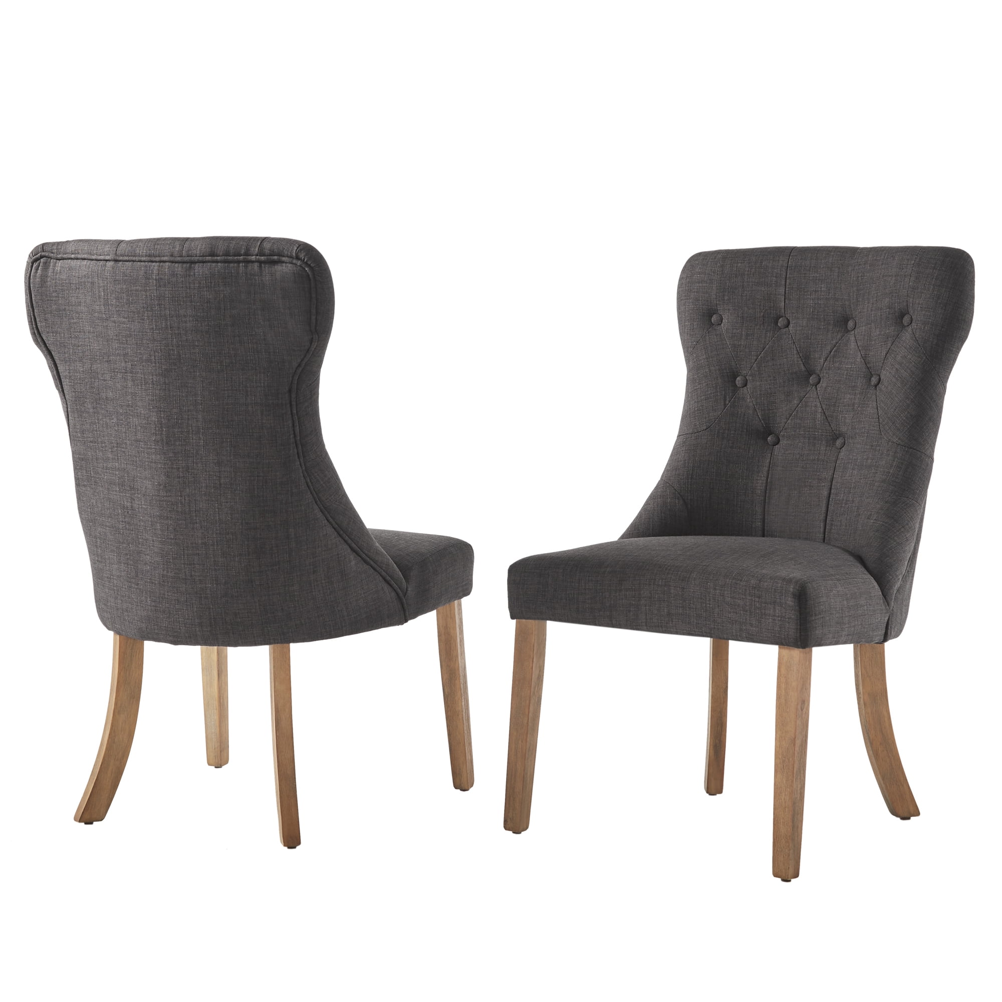 Weston Home Kirk Button Tufted Dining Chair, Set of 2, Dark Grey
