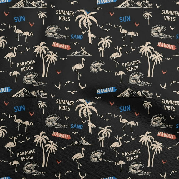 oneOone Viscose Chiffon Black Fabric Beach Hawai Quilting Supplies Print Sewing Fabric By The Yard 42 Inch Wide