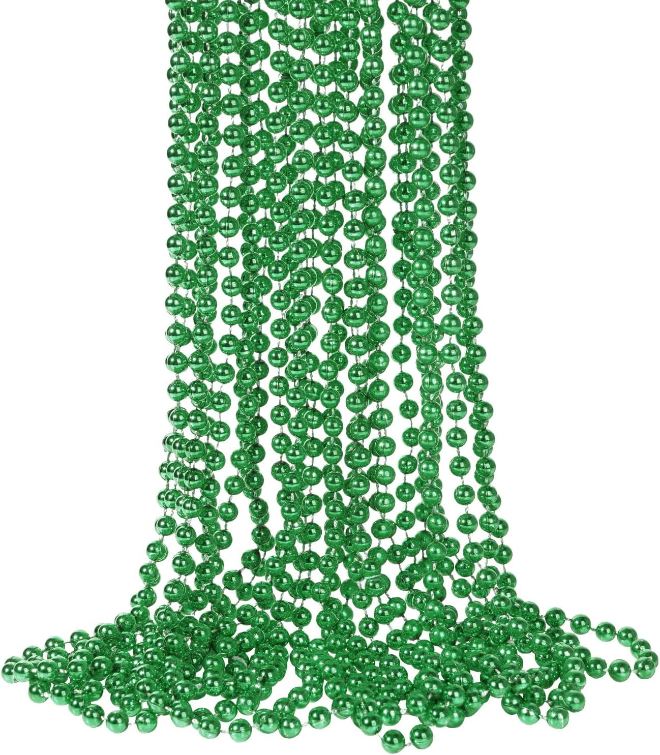 Green Bead Assorted Sizes Plastic Party Necklaces Pack - (Pack Of 100) -  Fun & Vibrant Accessory For Celebrations & Events