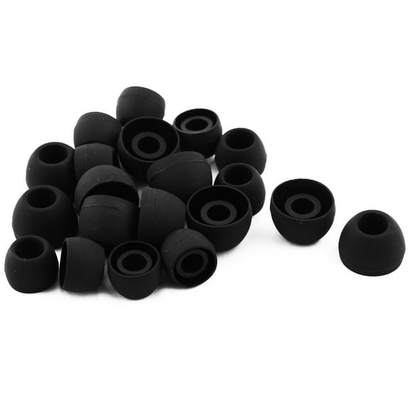 Silicone Cell Phone Headphone Headset Buds Ear Tip Cover Black 20 in 1