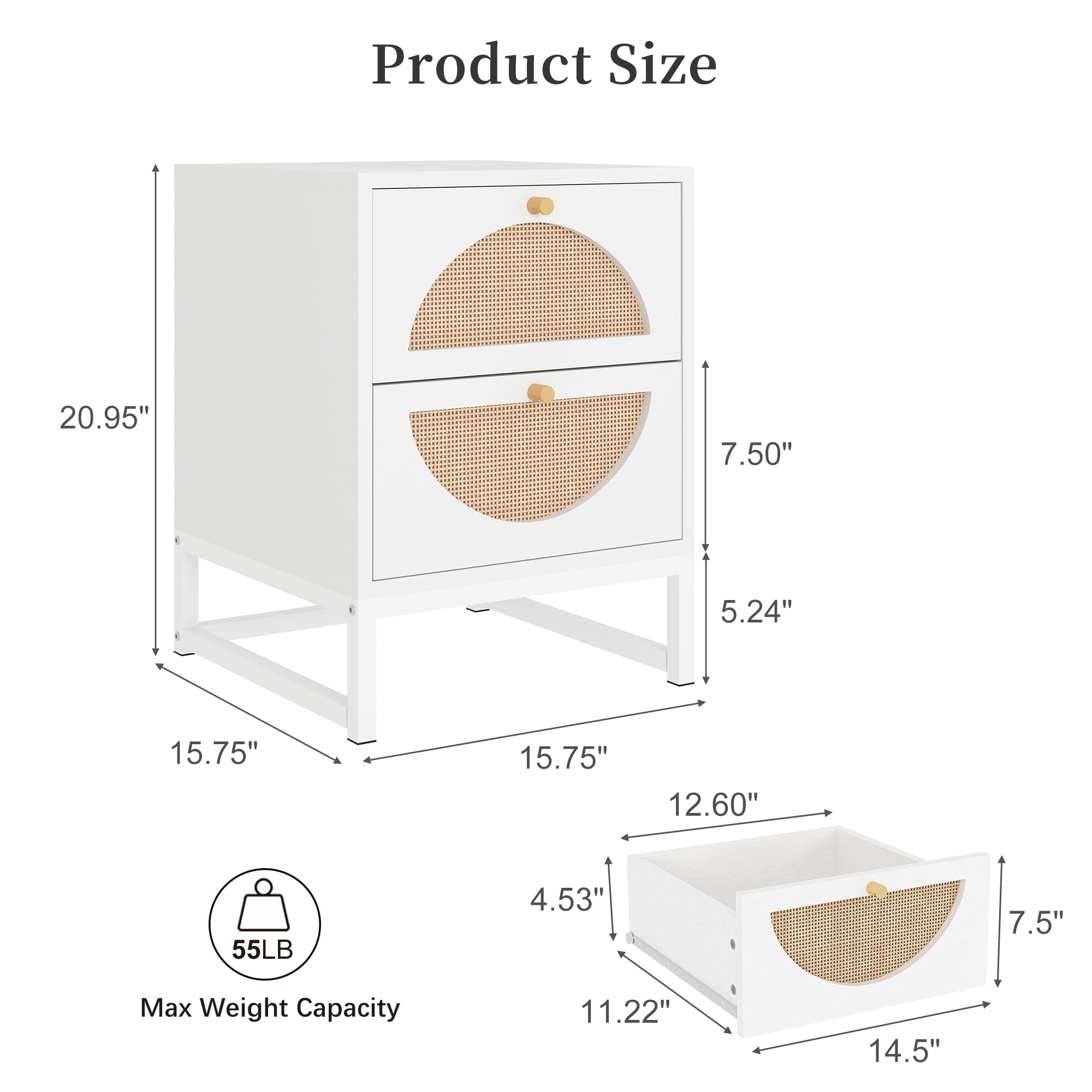 YYAo Nightstand Side Table Set of 2, End Table with 2 Drawer, End Table for Bedroom, White Side Table YYAo Nightstand Side Table Set of 2, End Table with 2 Drawer, End Table for Bedroom, White Side Table