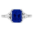 thumbnail image 5 of 2.82 ct Emerald Cut Simulated Blue Sapphire 3 Stone 14K White Gold Womens Engagement Ring, 5 of 6