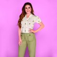 thumbnail image 1 of 982-33 Blusa dama camisa manga corta bordado girasoles Cklass 982-33, 1 of 2