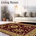 thumbnail image 2 of ODIKA 3'x5' Machine Washable Non-Slip Area Rug, Grime Tile Mosaic with Quatrefoil Borders High Traffic Rug, Gold, 593037, 2 of 7